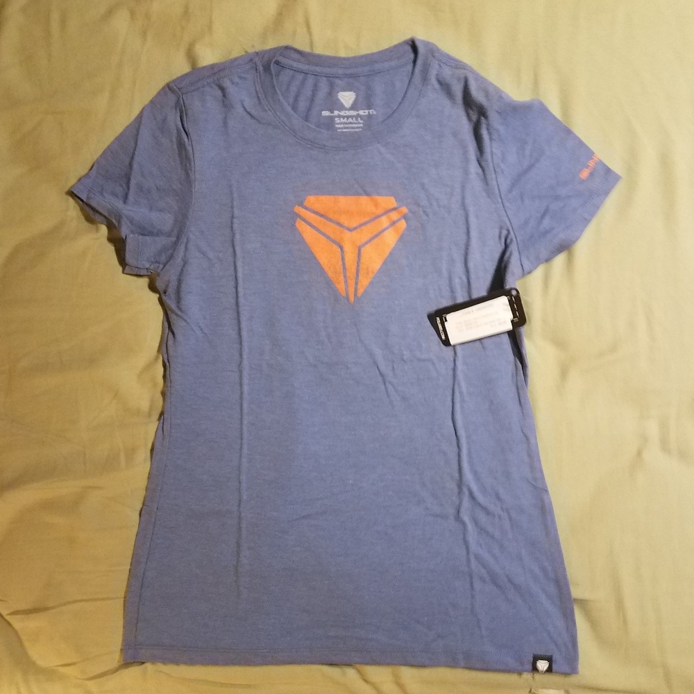 Baby blue and bright orange Polaris Slingshot tee